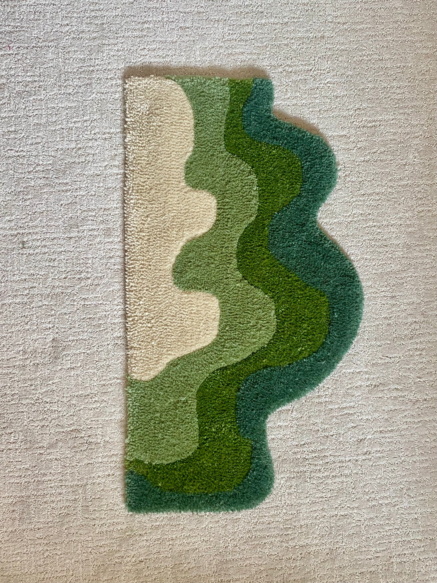 "Swirl" 1.5'x2.5' Tufted Rug in Green Color Way