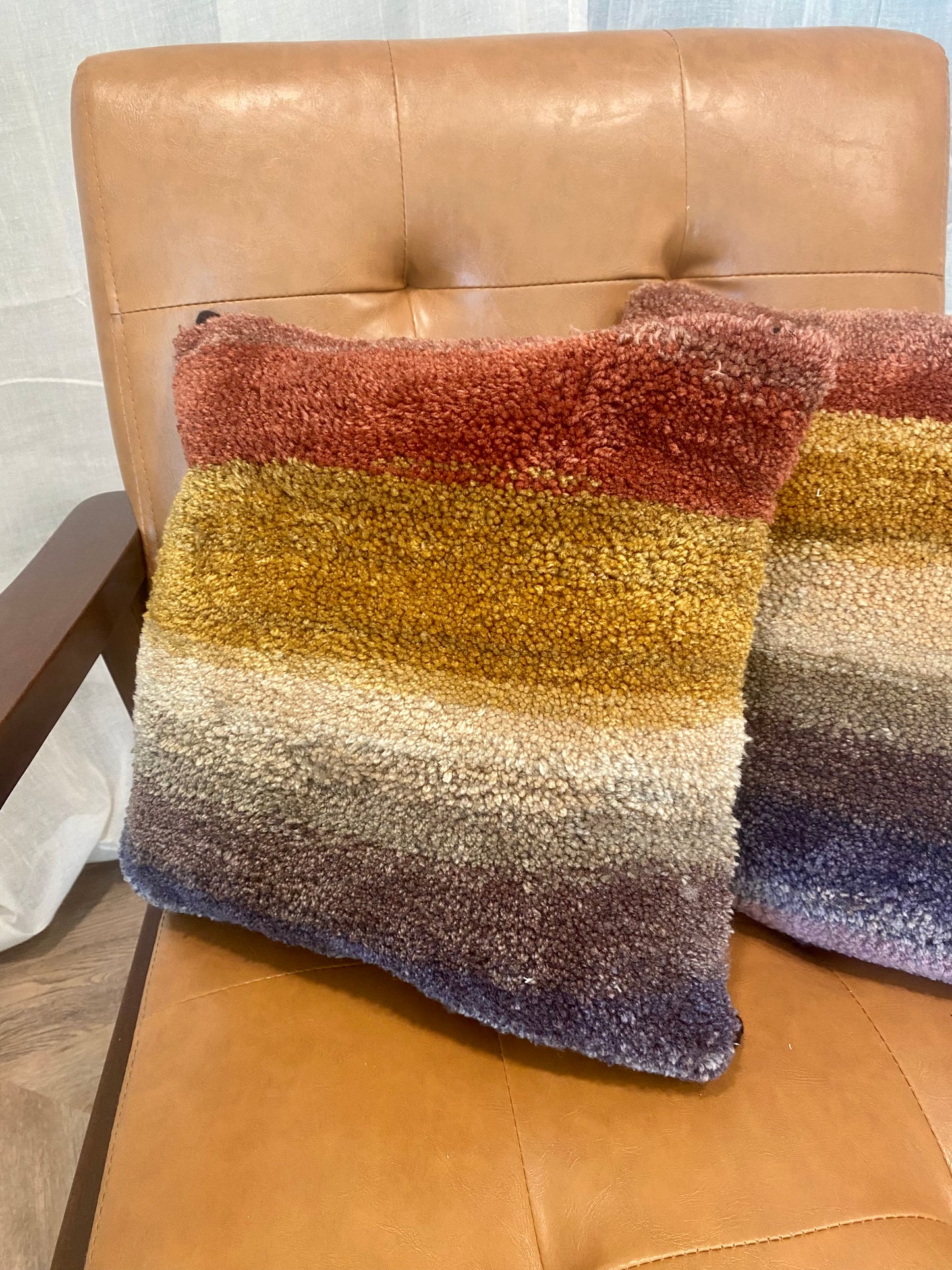 "Summer Cabin" 14"x14" Multi-color Tufted Pillow