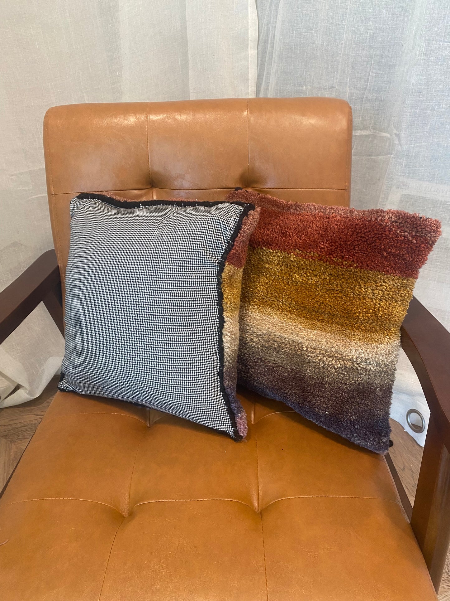 "Summer Cabin" 14"x14" Multi-color Tufted Pillow