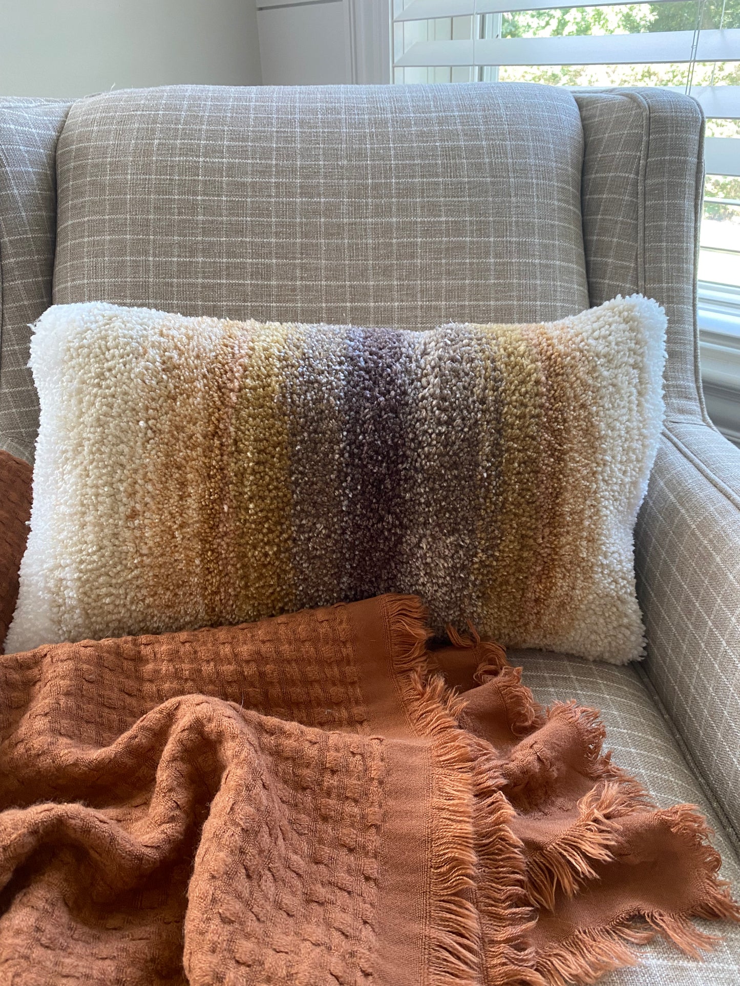"Sunflower" 12"x20" Fall Beiges Tufted Pillow