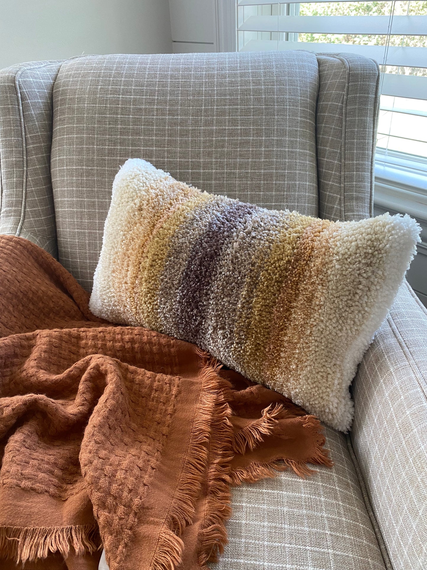 "Sunflower" 12"x20" Fall Beiges Tufted Pillow