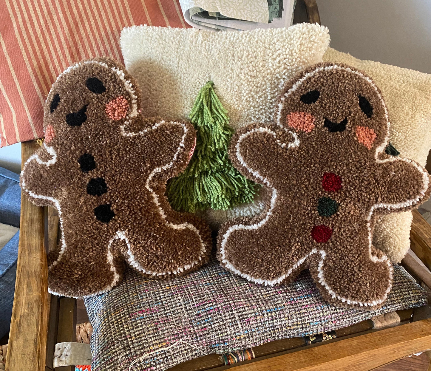 Gingerbread Man Tufted Pillow