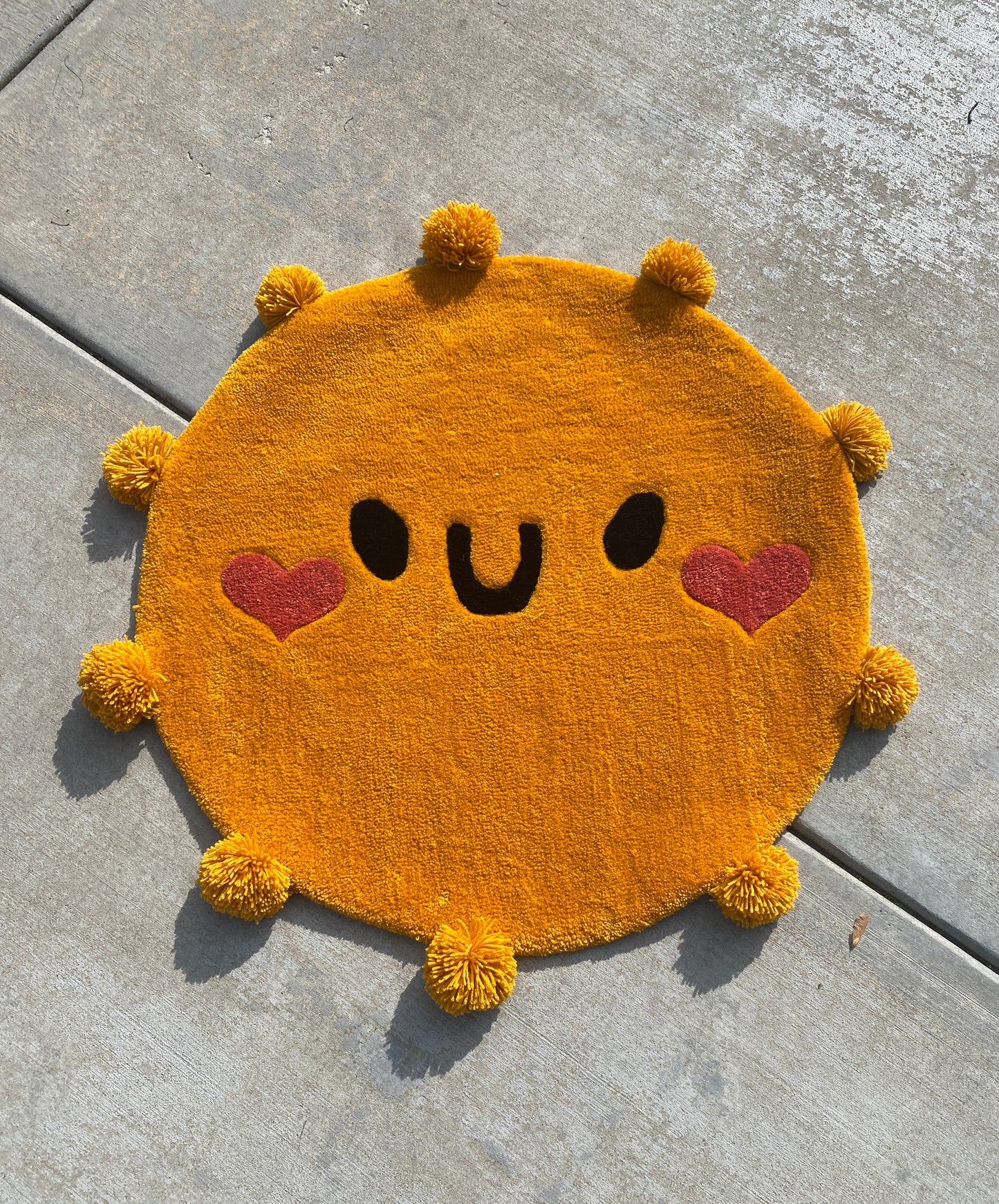 40" Smiley Sunshine Rug W/ Pom Poms