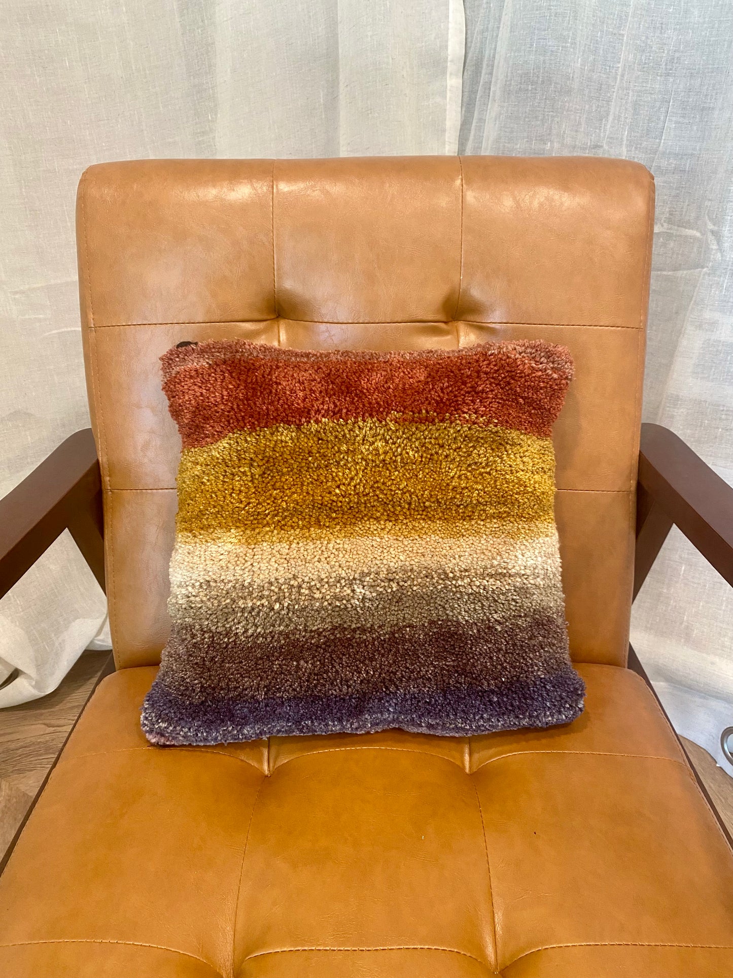 "Summer Cabin" 14"x14" Multi-color Tufted Pillow